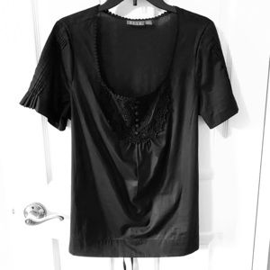 Like New ELLE Black Top - Lace detail front